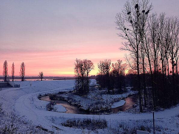 Sonnenuntergangsstimmung am Stausee Ering-Frauenstein (Foto: Marianne Bollmann)